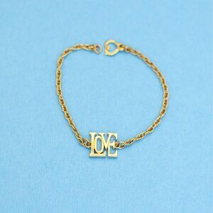 7 inch, Vintage Love Monogram Gold Tone Rope Chain Bracelet by Spiedel - N31